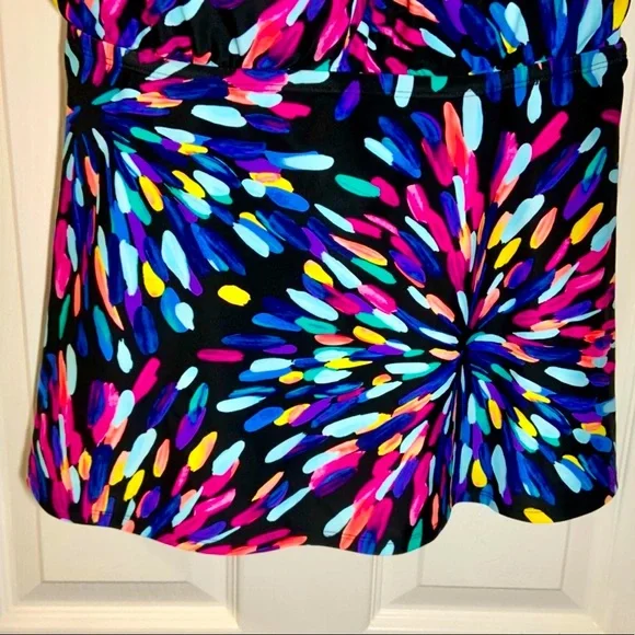 🦋 Maxine of Hollywood 12 D Sparkler Tankini Swim Top Large Nice! Adjustable - Picture 8 of 9